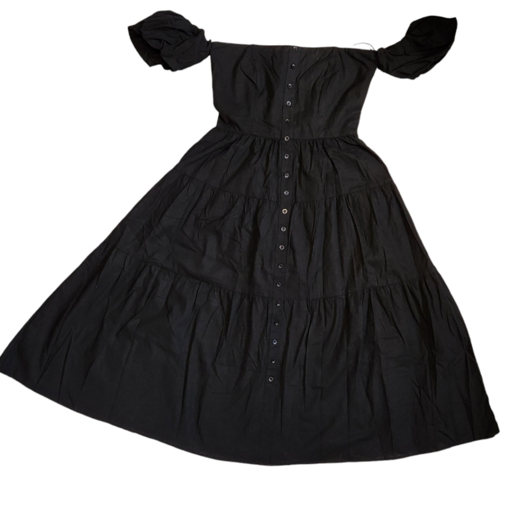 Moodie Off Shoulder Large Skirt Black Dress Small - Picture 3 of 9